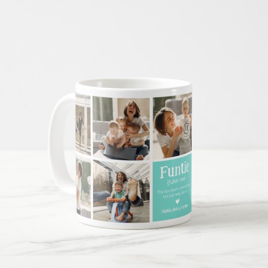 Funtie Photo Collage Definition Cute Modern Auntie Koffiemok (Voorkant links)