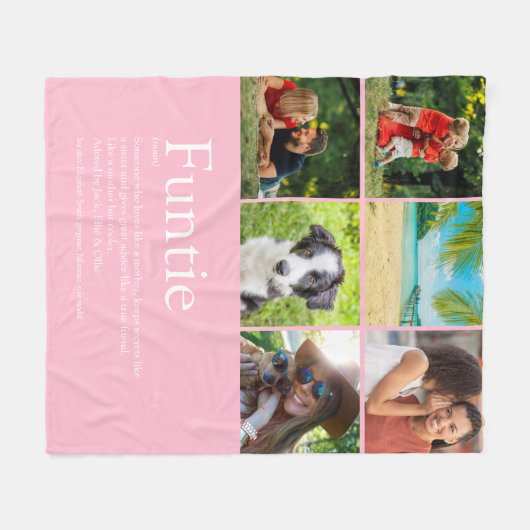 Funtie tante Auntie Definition Foto Collage Pink Fleece Deken (Voorkant (Horizontaal))