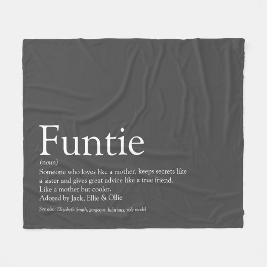 Funtie tante Auntie Definition Fun Gray Fleece Deken (Voorkant (Horizontaal))