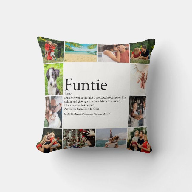 Funtie tante Auntie Definition Photo Collage Kussen (Voorkant)