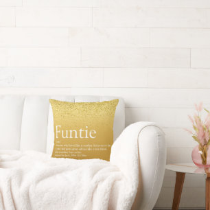 Funtie Tante Tante Definitie Goud Glitter Meisjesa Kussen