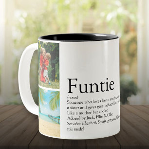 Funtie tante tante foto collage tweekleurige koffiemok