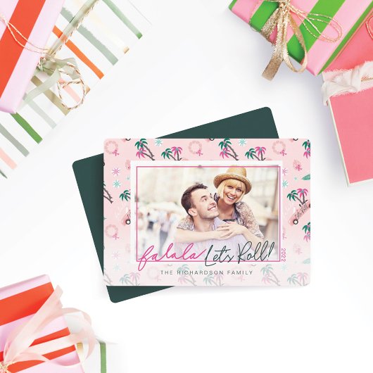 FunTropical Kerstmis Fa la la la Let's Roll Foto Feestdagenkaart