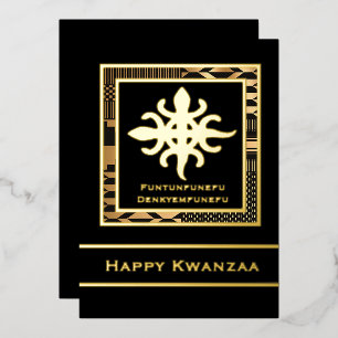 Funtunfunefu Denkyemfunefu Happy Kwanzaa Folie Feestdagenkaart