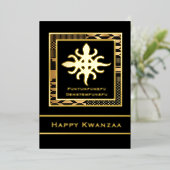 Funtunfunefu Denkyemfunefu Happy Kwanzaa Folie Feestdagenkaart (Staand Voorkant)