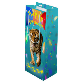 Funy Tiger Balloon Verjaardag Kaart Wijn Cadeautas