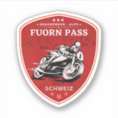Fuorn Pass-Ofenpass swiss-alps motorrijwiel Sticker (Voorkant)