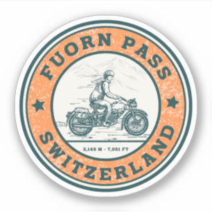 Fuorn Pass-Ofenpass Zwitserse Alpen motorfietstoc Sticker