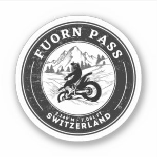 Fuorn Pass-Ofenpass Zwitserse Alpen motorfietstoc Sticker