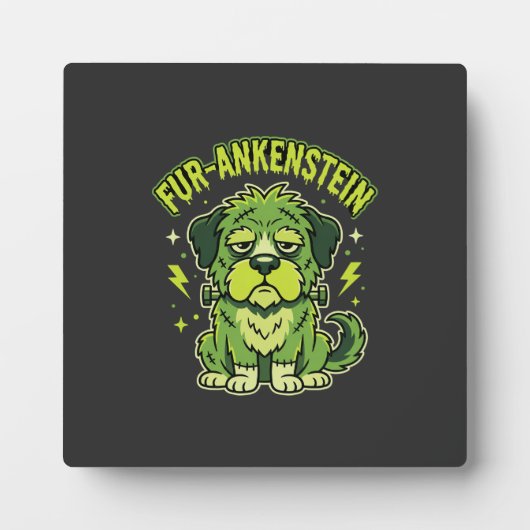 Fur-Ankenstein Grappige Frankenstein Hond Hallowee Fotoplaat (Voorkant)
