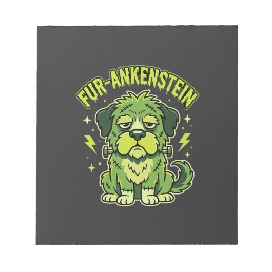 Fur-Ankenstein Grappige Frankenstein Hond Hallowee Notitieblok (Voorkant)