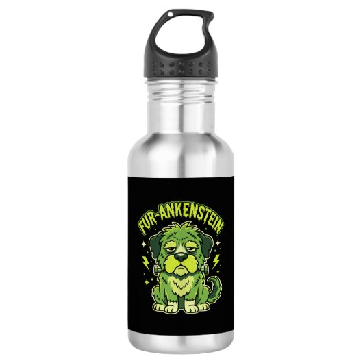Fur-Ankenstein Grappige Frankenstein Hond Hallowee Waterfles (Voorkant)
