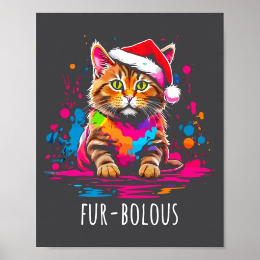 Fur-bulous Cute Cat Christmas Party Holiday Kitten Poster (Voorkant)