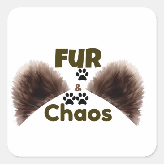 Fur & Chaos Mopshond Vierkant Sticker (Voorkant)