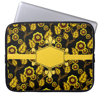 Fur de lis, goud, gouden bloem, initialen toevoege laptop sleeve