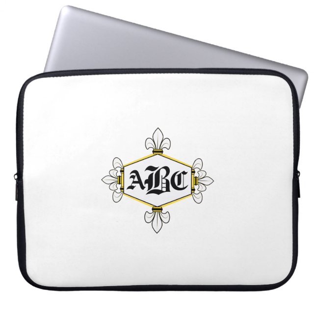 Fur de lis, goud, initialen/naam toevoegen () laptop sleeve (Voorkant)