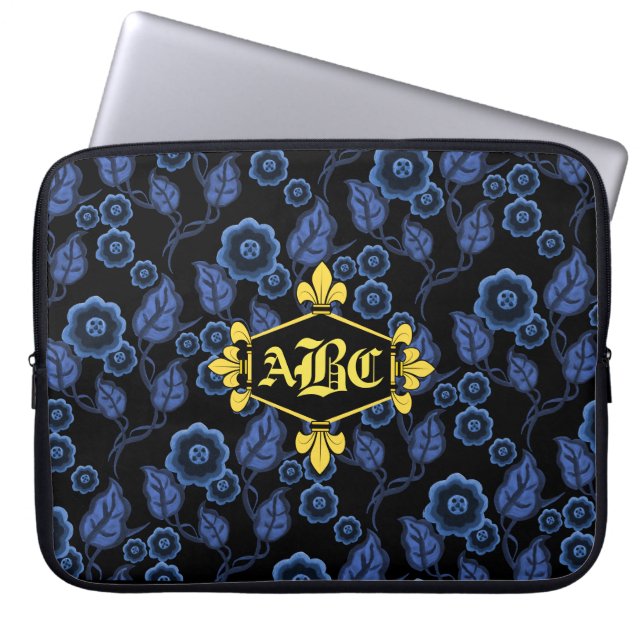 Fur de lis, goud, initialen/naam toevoegen () laptop sleeve (Voorkant)