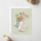 für dich Maus mit Blumenstrauß Notitiekaartje (Voorkant / Achterkant in situ)