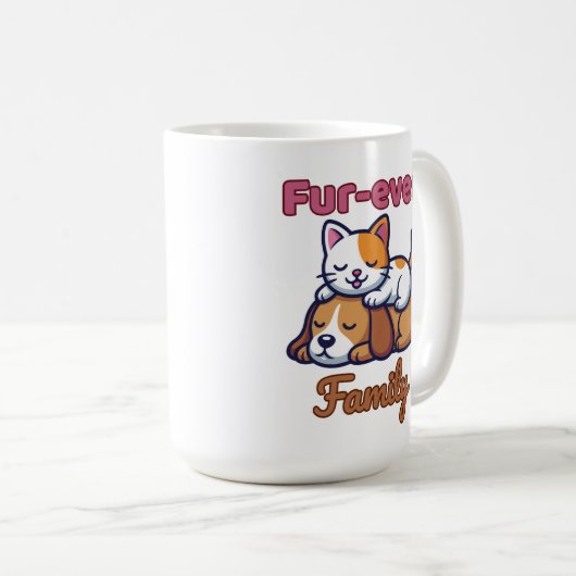 Fur‑ever Family for Cute Cat & Dog Lover Koffiemok (Voorkant rechts)