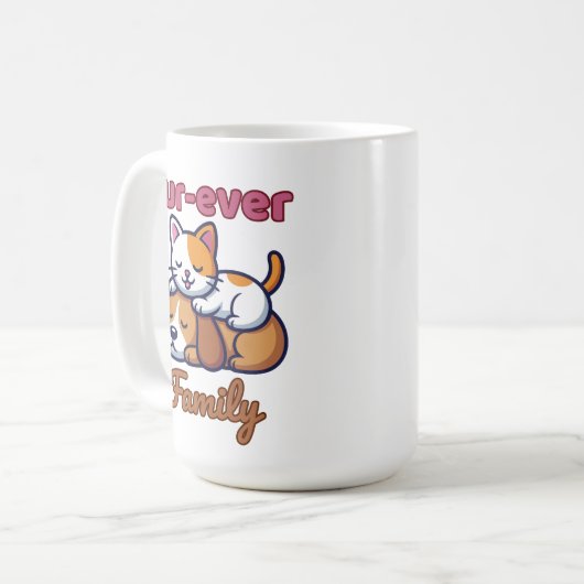 Fur‑ever Family for Cute Cat & Dog Lover Koffiemok (Voorkant links)