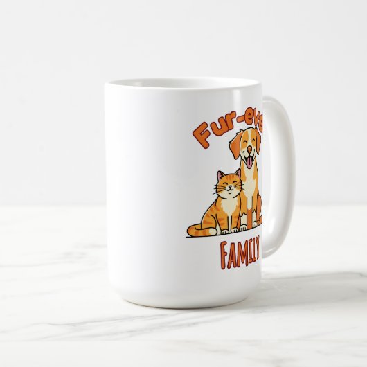 Fur‑ever Family – Funny Cat and Dog Lover Koffiemok (Voorkant rechts)