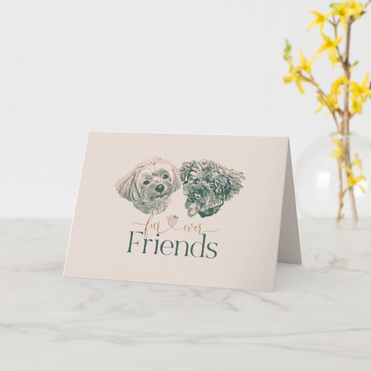 Fur-ever Friends Gevouwen Wenskaart Kaart (Gele Bloem)