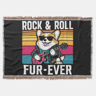 Fur-Ever Rock & Roll With A Rockin Corgi Deken