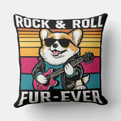 Fur-Ever Rock & Roll With A Rockin Corgi Kussen (Achterkant)