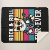 Fur-Ever Rock & Roll With A Rockin Corgi Sherpa Deken (Voorkant (horizontaal))