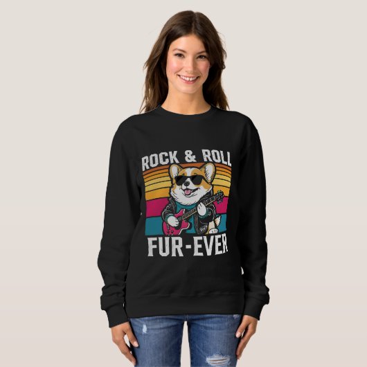 Fur-Ever Rock & Roll With A Rockin Corgi Trui (Voorkant volledig)