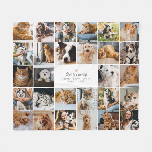 Fur Family Aangepaste Tekst 28-Foto Collage Fleece Deken (Voorkant (Horizontaal))