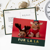 Fur La La Green Goud Moderne Pet Kerstfoto Folie Feestdagen Briefkaart