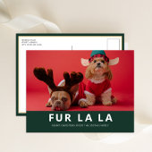 Fur La La Green Modern Pet Kerstfoto Feestdagenkaart