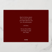 Fur La La Red Gold Modern Pet Kerstfoto Folie Feestdagenkaart (Achterkant)