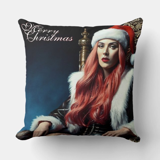 Fur & Leather Diva – Prettig Kerstfeest Kussen (Voorkant)