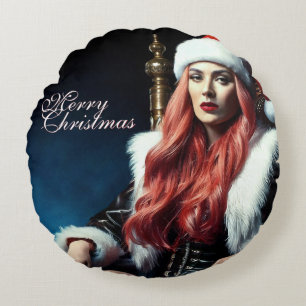 Fur & Leather Diva – Prettig kerstfeest Rond Kussen