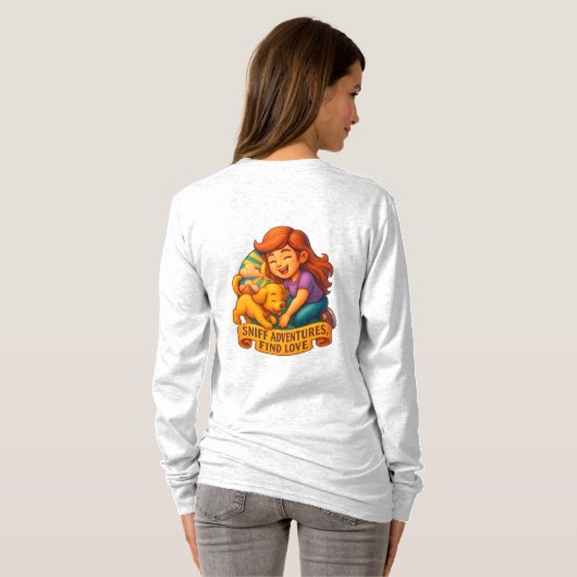 Fur Lies Love Rises Schattigee Dame en Puppy Carto T-shirt (Achterkant volledig)