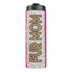 Fur Mam Cat Dog Gold Glitter Thermosbeker