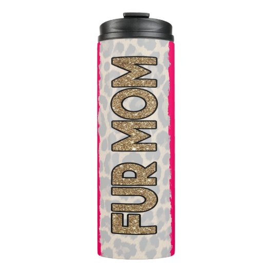 Fur Mam Cat Dog Gold Glitter Thermosbeker (Voorkant)