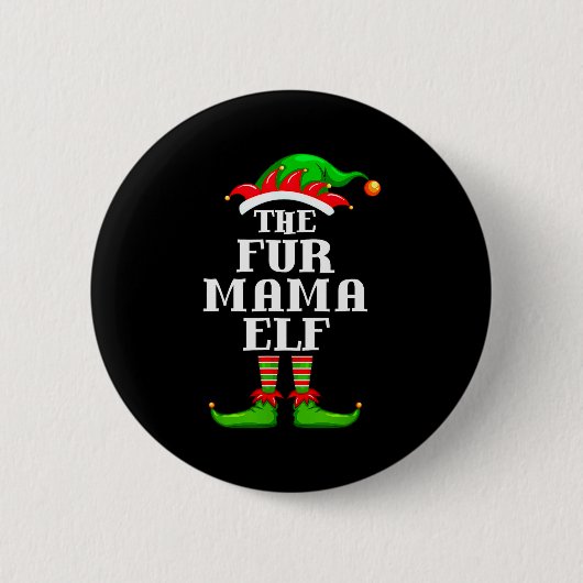 Fur Mama Elf Matching Family Group Christmas Party Ronde Button 5,7 Cm (Voorkant)