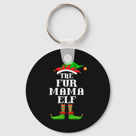 Fur Mama Elf Matching Family Group Christmas Party Sleutelhanger (Voorkant)