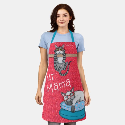 Fur Mama Funny Whimsical Cats Personated Name Schort (Gedragen)