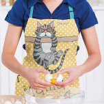 Fur Mama Funny Whimsical Cats Personated Name Schort<br><div class="desc">Fur Mama Funny Whimsical Cats Personalized Name Kitchen Schorten kenmerkt griezelige katten met de tekst "Fur Mama" en je gepersonaliseerde naam in moderne scripttypografie op een gele pokadoachtergrond. Perfect als cadeau voor kattenliefhebbers voor Birthday,  Moederdag,  Kerstmis en nog veel meer. Ontworpen door Evco Studio www.zazzle.com/store/evcostudio</div>