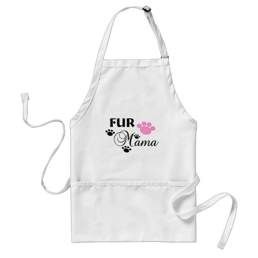 Fur Mama met roze Paw Kitchen Apron Standaard Schort (Voorkant)