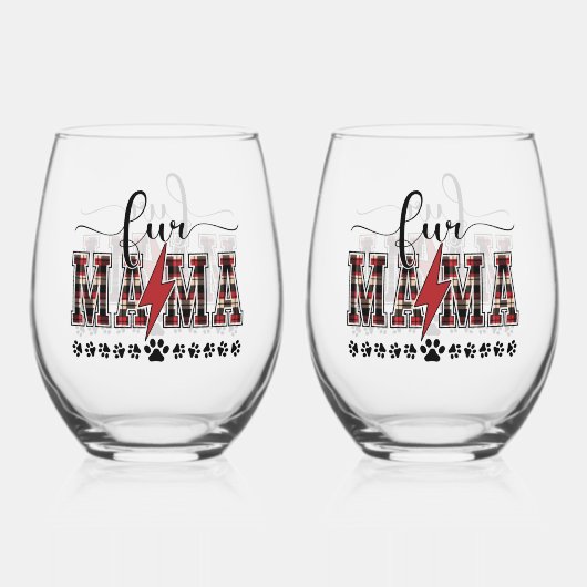 Fur Mama Plaid Wijnglas Zonder Voet (Voorkant)
