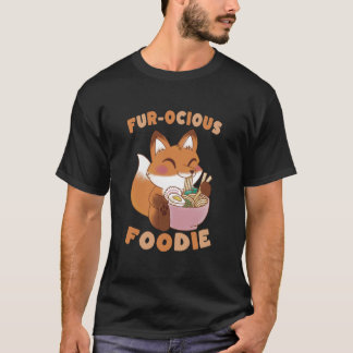 Fur-ocious Foodie Vos Eet Ramen Noedels Kawaii  T-shirt