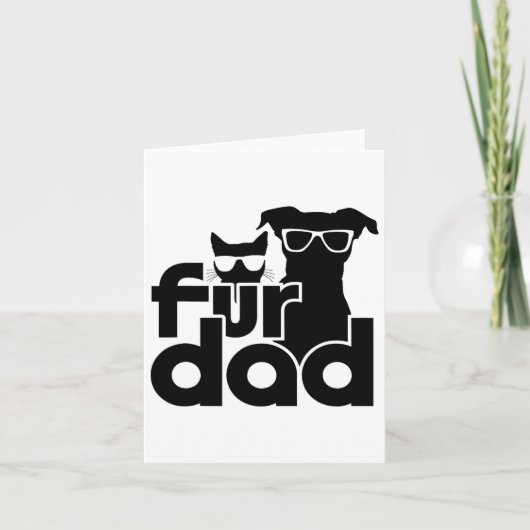 Fur Pap Funny Fathers Dag Shirten Kat en Hondenlie Kaart (Voorkant)