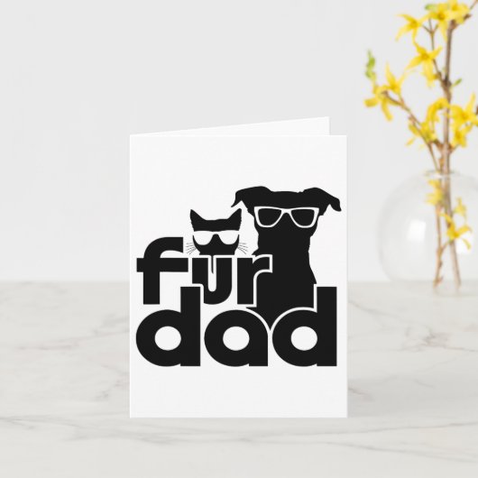 Fur Pap Funny Fathers Dag Shirten Kat en Hondenlie Kaart (Gele Bloem)