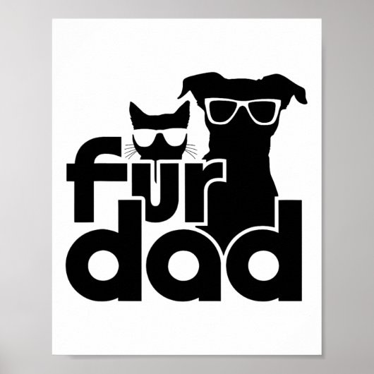 Fur Pap Funny Fathers Dag Shirten Kat en Hondenlie Poster (Voorkant)