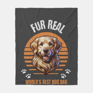 Fur Real � Beste hondenpapa ter wereld Golden Retr Fleece Deken